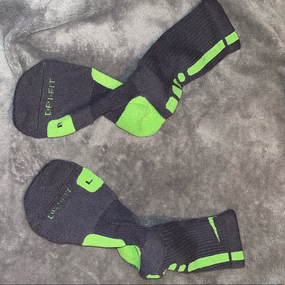 Green and Gray Nike Elite Socks
